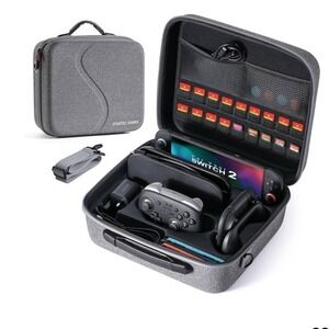 Switch 2 Carrying Case Hard Travel Storage Bag Gray All-in-One STARTRC GAMES
